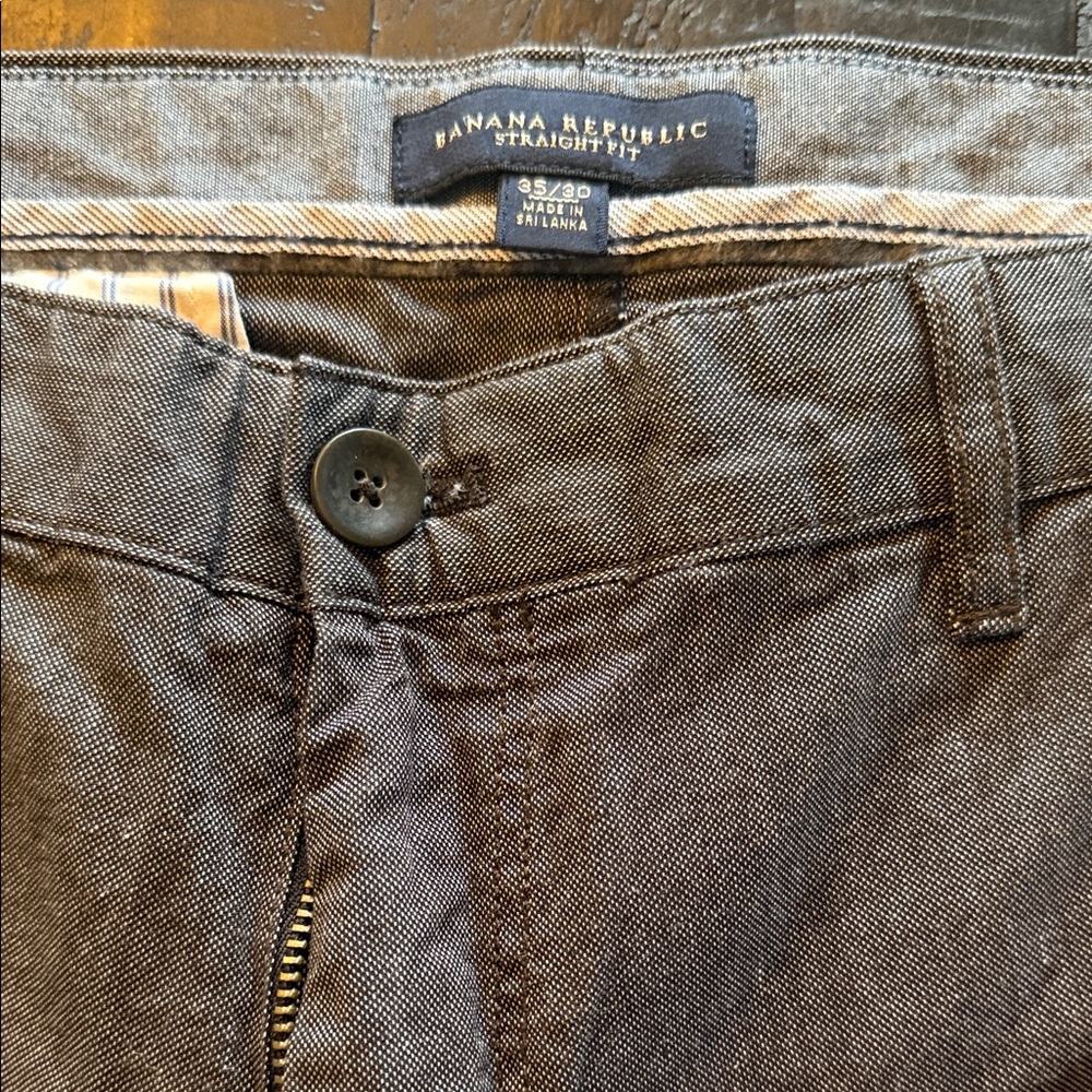 Banana Republic Charcoal Cotton/Linen Straight Fit Trousers